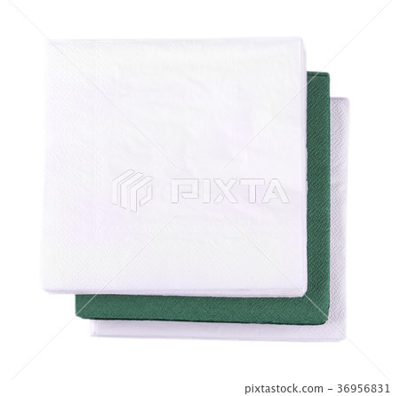 Green napkins isolated on white background. 36956831