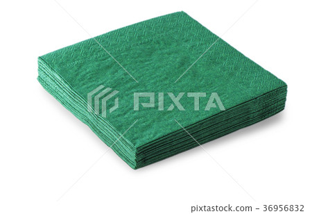 green napkins isolated on white background. 36956832