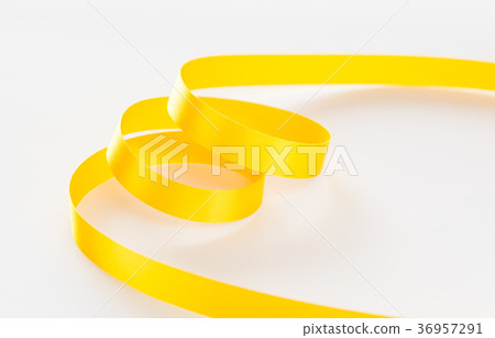 Ribbon yellow yellow curl white background Ribbon yellow yellow curl white background 36957291