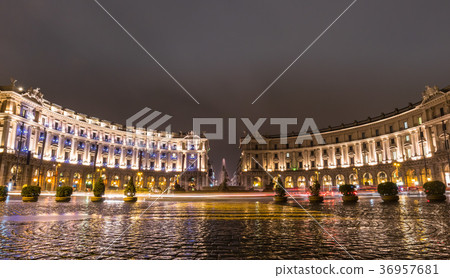 Rome lit up Republic square 36957681