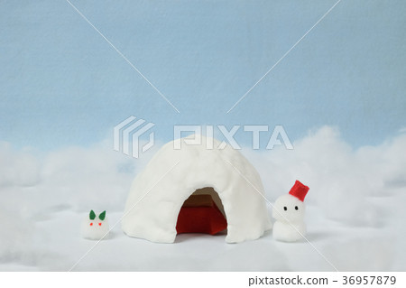 紙粘土雪人和雪兔的西洋鏡鎌倉 36957879