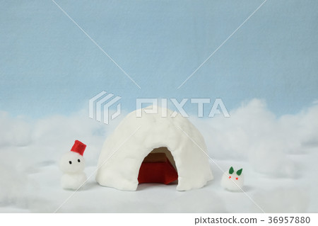 紙粘土雪人和雪兔的西洋鏡鎌倉 36957880