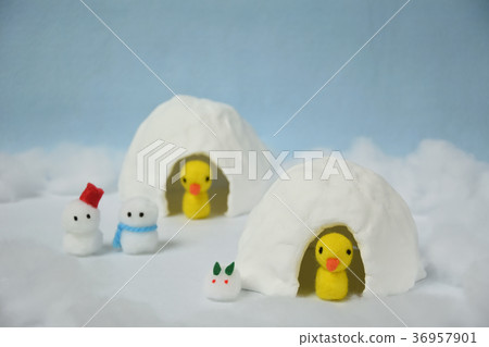 Piyo的Kamakura與雪人和雪兔一起玩 36957901