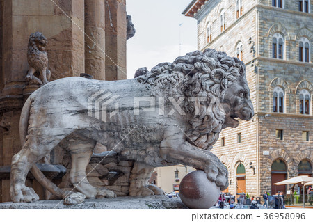 Lion sculpture at Loggia dei Lanzi Florence Italy 36958096