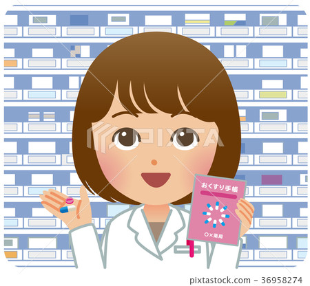 拿著筆記本有背景的藥劑師婦女 36958274