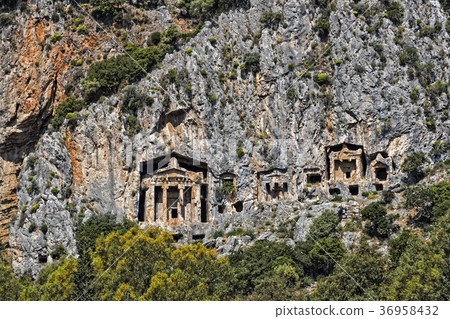 Ancient antique tombs of Lycian kings in the Tauru Ancient antique tombs of Lycian kings in the Tauru 36958432