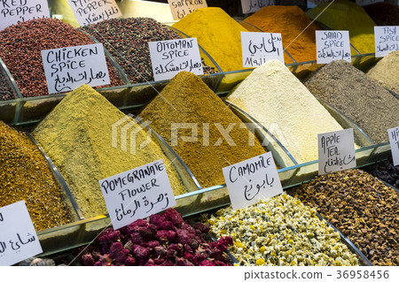 Spices sweets tea herbs on the shelves of the Egyp Spices sweets tea herbs on the shelves of the Egyp 36958456