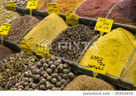 Spices sweets tea herbs on the shelves of the Egyp Spices sweets tea herbs on the shelves of the Egyp 36958459