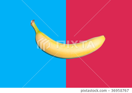 Banana on two colored bacground split in the 36958767