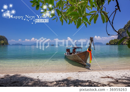 Happy New Year 2018 and Sea background Happy New Year 2018 and Sea background 36959263