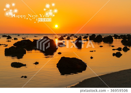 Happy New Year 2018 and Sea background 36959506