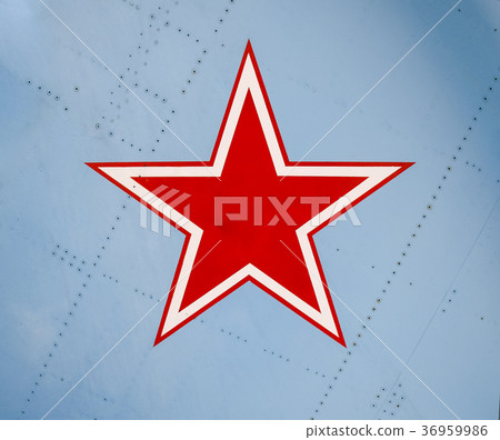 Five-pointed red star on the wing skin of a 36959986