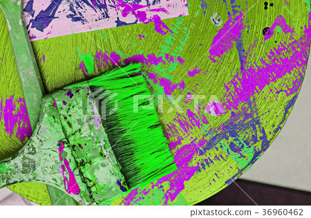 Paints and brushes on dirty background Paints and brushes on dirty background 36960462