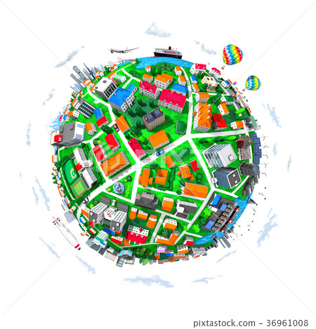 圓形城市雲透明 36961008