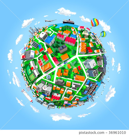 圓的城市藍天雲彩 圓的城市藍天雲彩 36961010