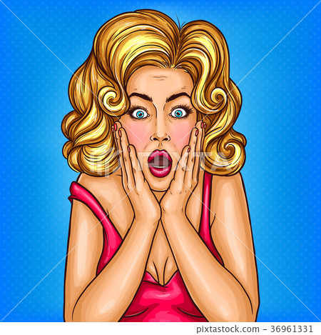 Vector pop art pin up girl shocked 36961331