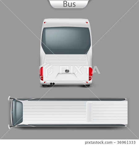 Vector realistic coach bus mockup back, top view 36961333