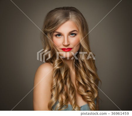 Healthy Woman with Curly Hairstyle and Makeup Healthy Woman with Curly Hairstyle and Makeup 36961459