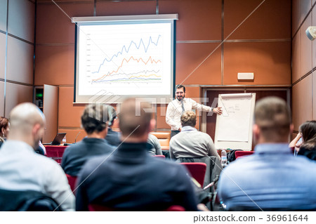 Speaker Giving a Talk at Business Meeting. Speaker Giving a Talk at Business Meeting. 36961644