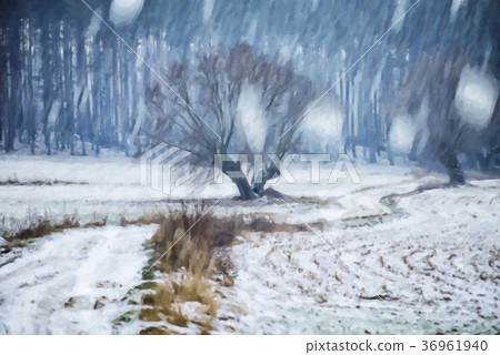 snow and ice on the field, winter, snow and ice on the field, winter, 36961940