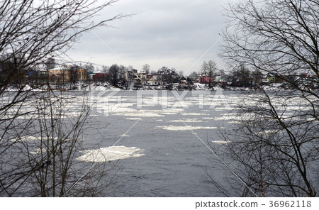 Neva River on the outskirts of St. Petersburg. Neva River on the outskirts of St. Petersburg. 36962118
