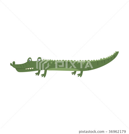 Funny cartoon alligator crocodile character. Green 36962179