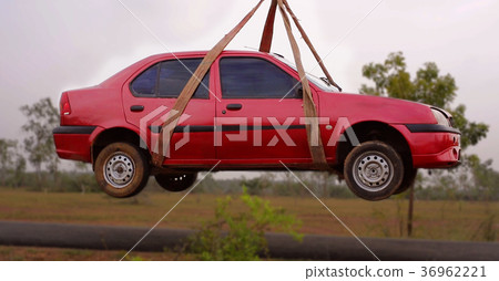towing damaged car on tow truck towing damaged car on tow truck 36962221