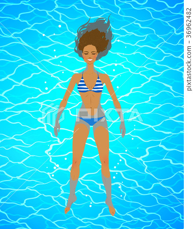 Vector illustration of woman floating on water 36962482