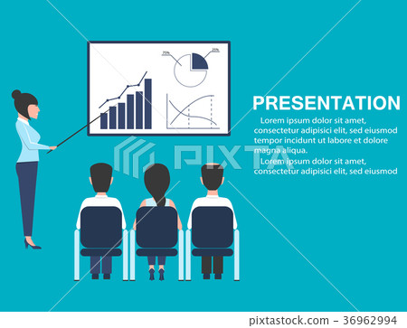 Office life banner with woman near whiteboard 36962994