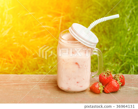 Mug of yogurt and strawberry Mug of yogurt and strawberry 36964131
