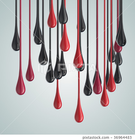 3D red and black glossy paint drop blobs 3D red and black glossy paint drop blobs 36964483