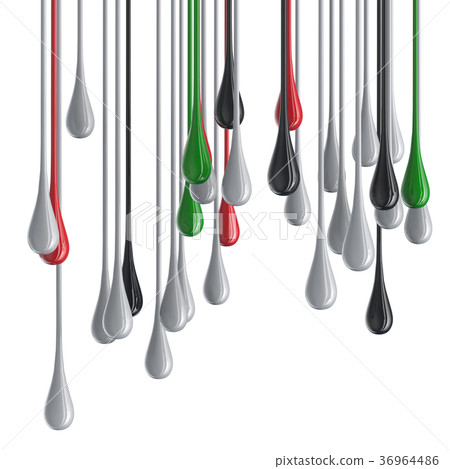 3D color glossy paint drop blobs 36964486