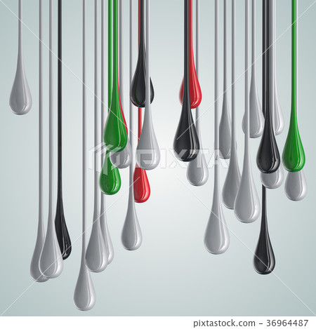 Different colorful drops. 3d illustration 36964487