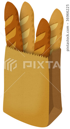 Bread in a paper bag - Stock Illustration [36966225] - PIXTA
