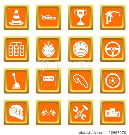Racing speed icons set orange Racing speed icons set orange 36967078