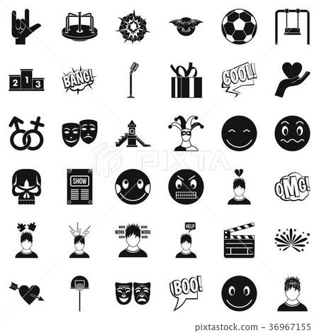 Face emotion icons set, simple style Face emotion icons set, simple style 36967155