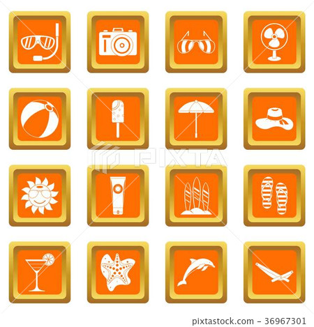 Summer rest icons set orange 36967301