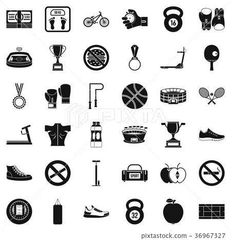 Boxing bag icons set, simple style Boxing bag icons set, simple style 36967327
