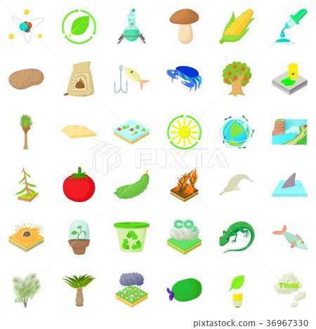 Biology and ecology icons set, cartoon style Biology and ecology icons set, cartoon style 36967330