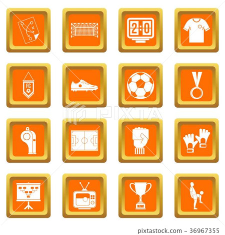 Soccer football icons set orange 36967355