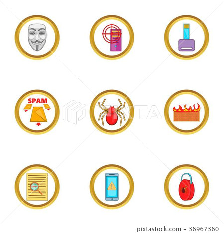Hacker icons set, cartoon style Hacker icons set, cartoon style 36967360