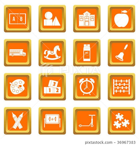 Kindergarten symbol icons set orange 36967383