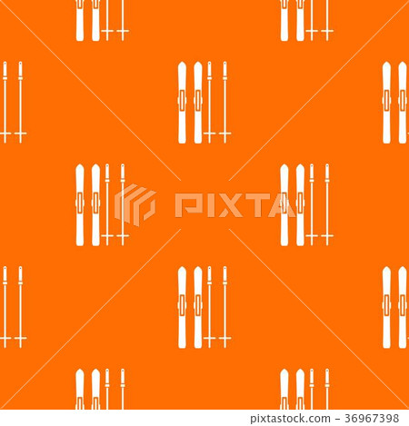 Skis and ski poles pattern seamless - Stock Illustration [36967398] - PIXTA