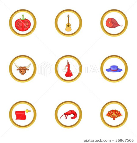 Catalonia icons set, cartoon style 36967506