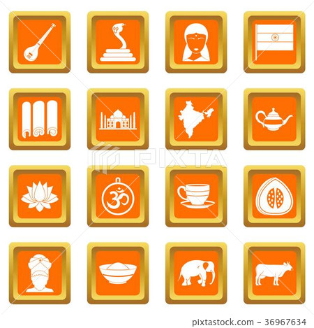 India travel icons set orange India travel icons set orange 36967634