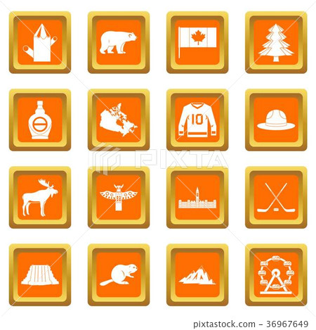 Canada travel icons set orange 36967649