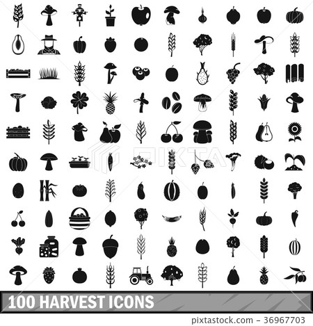 100 harvest icons set, simple style 100 harvest icons set, simple style 36967703