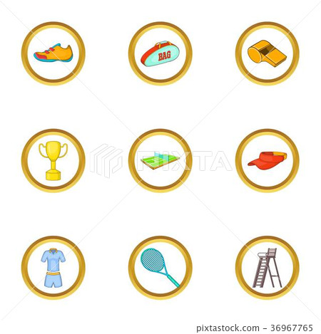 Tennis icons set, cartoon style Tennis icons set, cartoon style 36967765