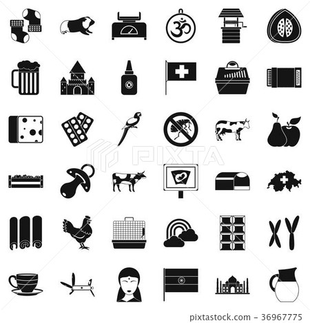 Eating cow icons set, simple style 36967775