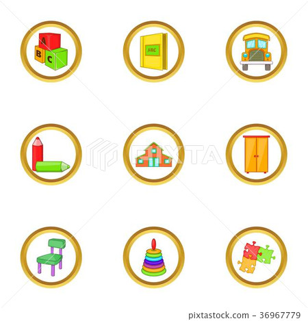 Kindergarten icons set, cartoon style 36967779